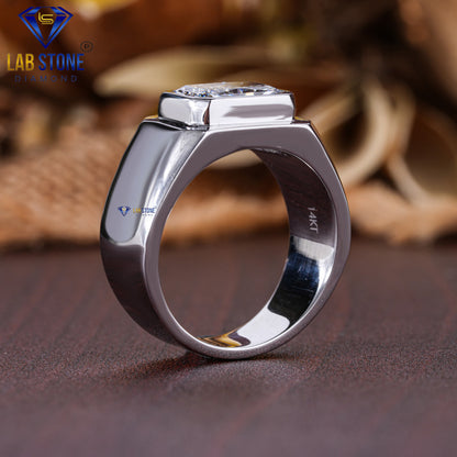 3.01 TDW Radiant Cut Diamond Men's Solitaire Ring