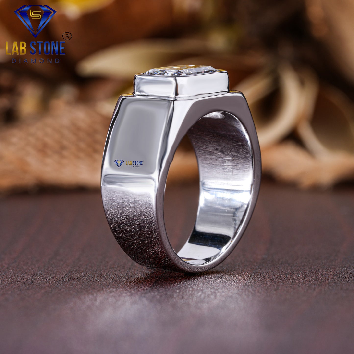 3.01 TDW Radiant Cut Diamond Men's Solitaire Ring