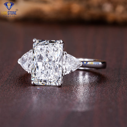 3.30 TDW Radiant & Trillion Diamond Three-Stone Ring