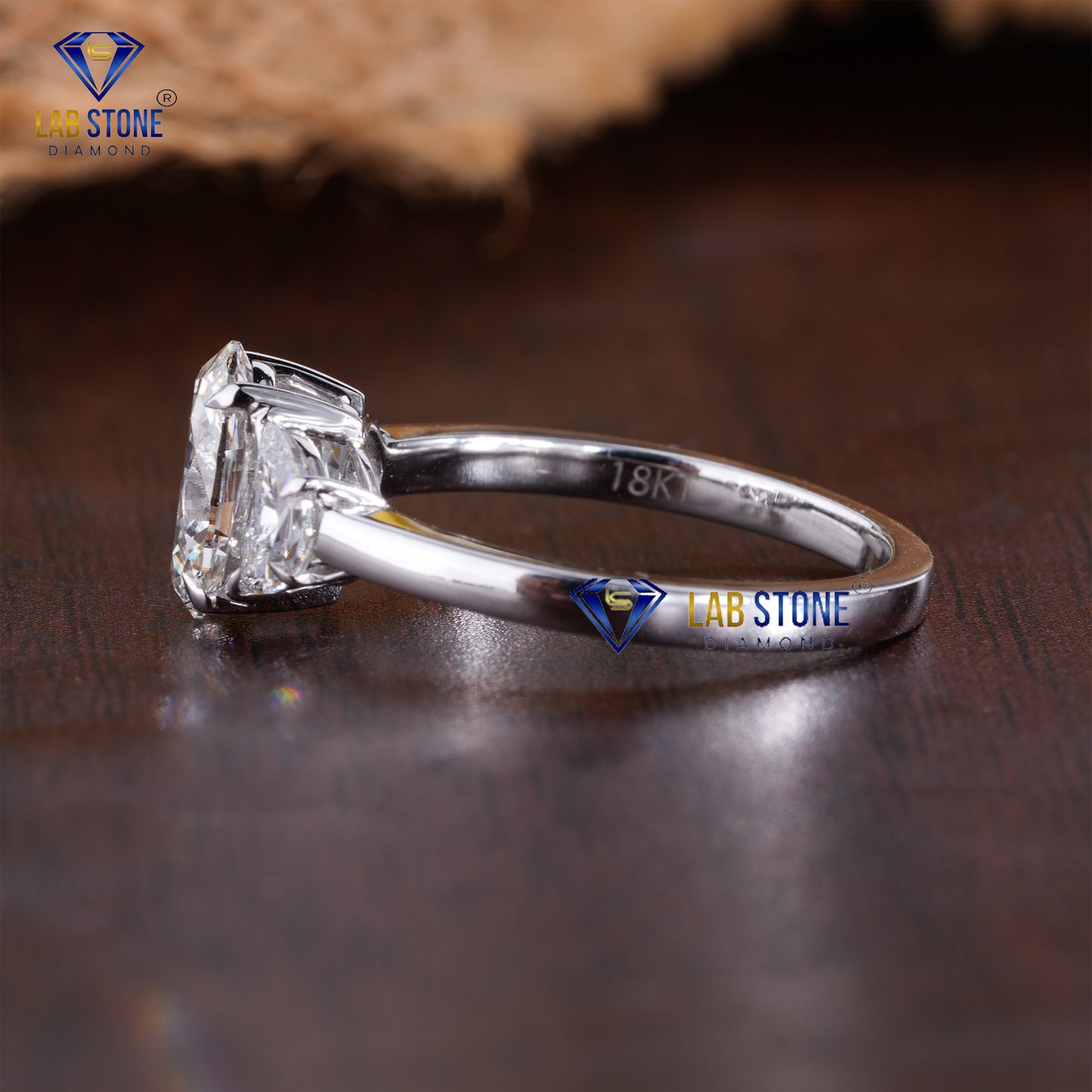 1.81 TDW Oval & Half Moon Cut Women’s Three Stone Diamond Ring