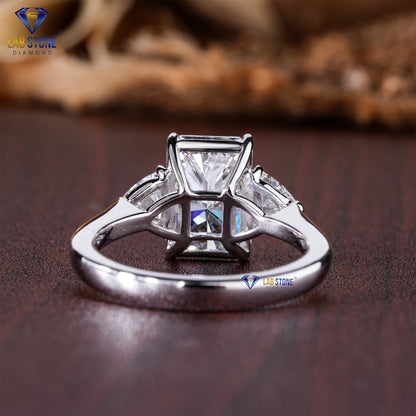 3.30 TDW Radiant & Trillion Diamond Three-Stone Ring