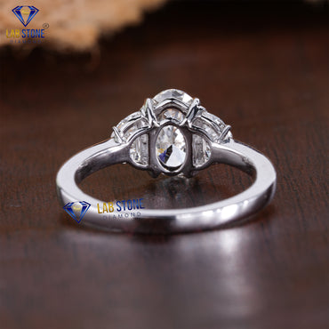 1.81 TDW Oval & Half Moon Cut Women’s Three Stone Diamond Ring