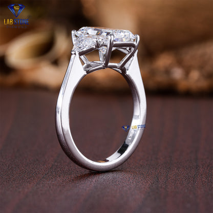 3.30 TDW Radiant & Trillion Diamond Three-Stone Ring