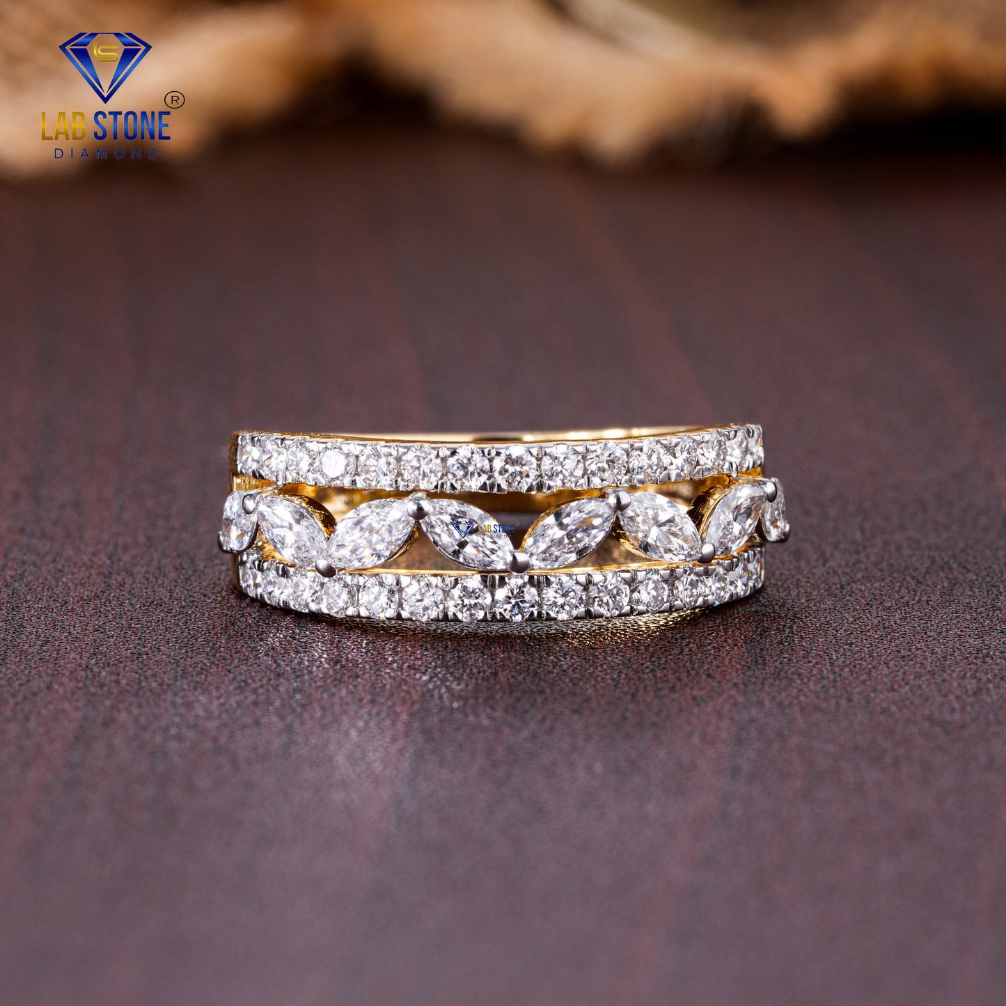 1.28 TDW Marquise and Round Diamond Women’s Band