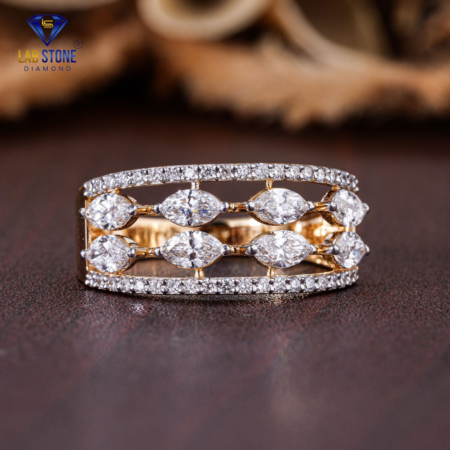 0.93 TDW Marquise & Round Cut Diamond Women's Band