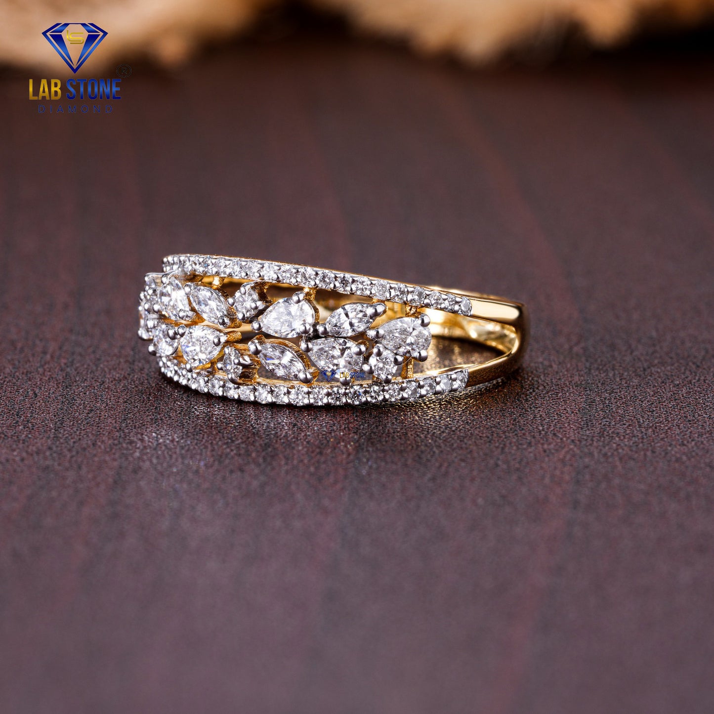 0.67 TDW Pear, Marquise & Round Cut Diamond women's Band