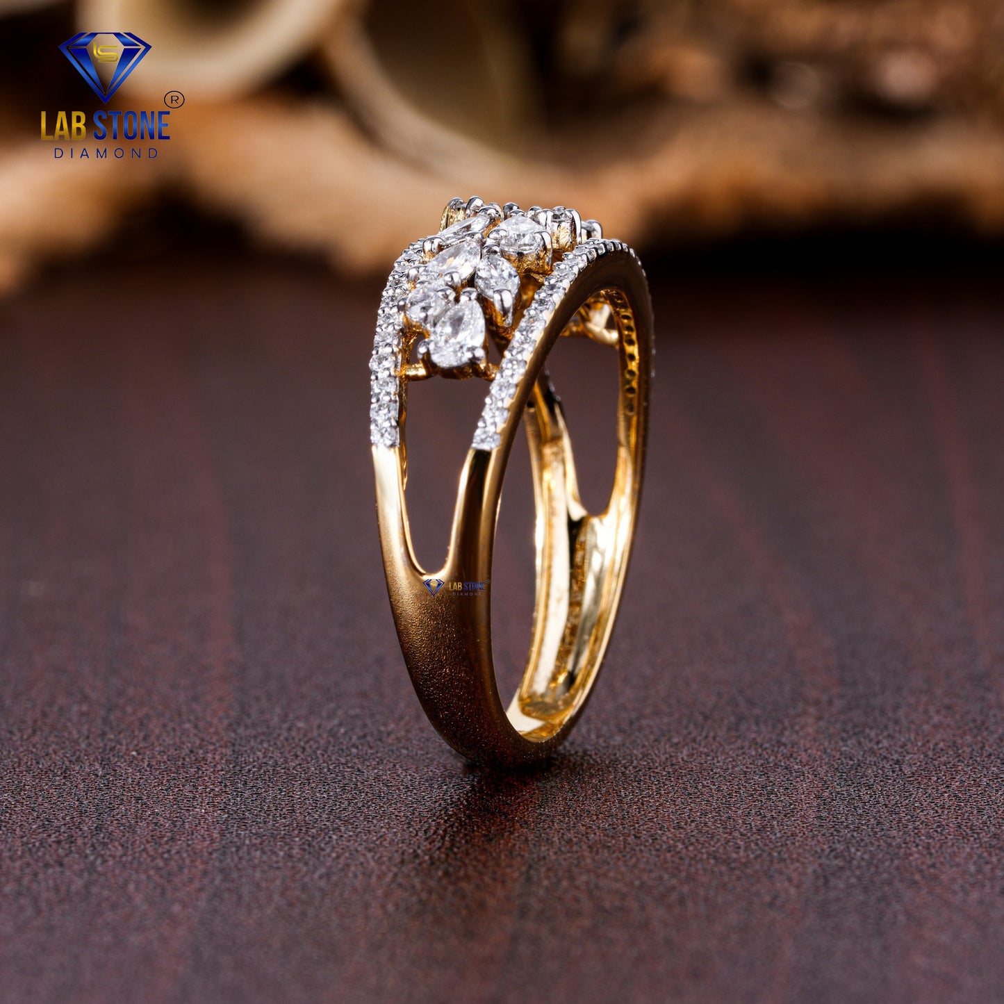 0.67 TDW Pear, Marquise & Round Cut Diamond women's Band