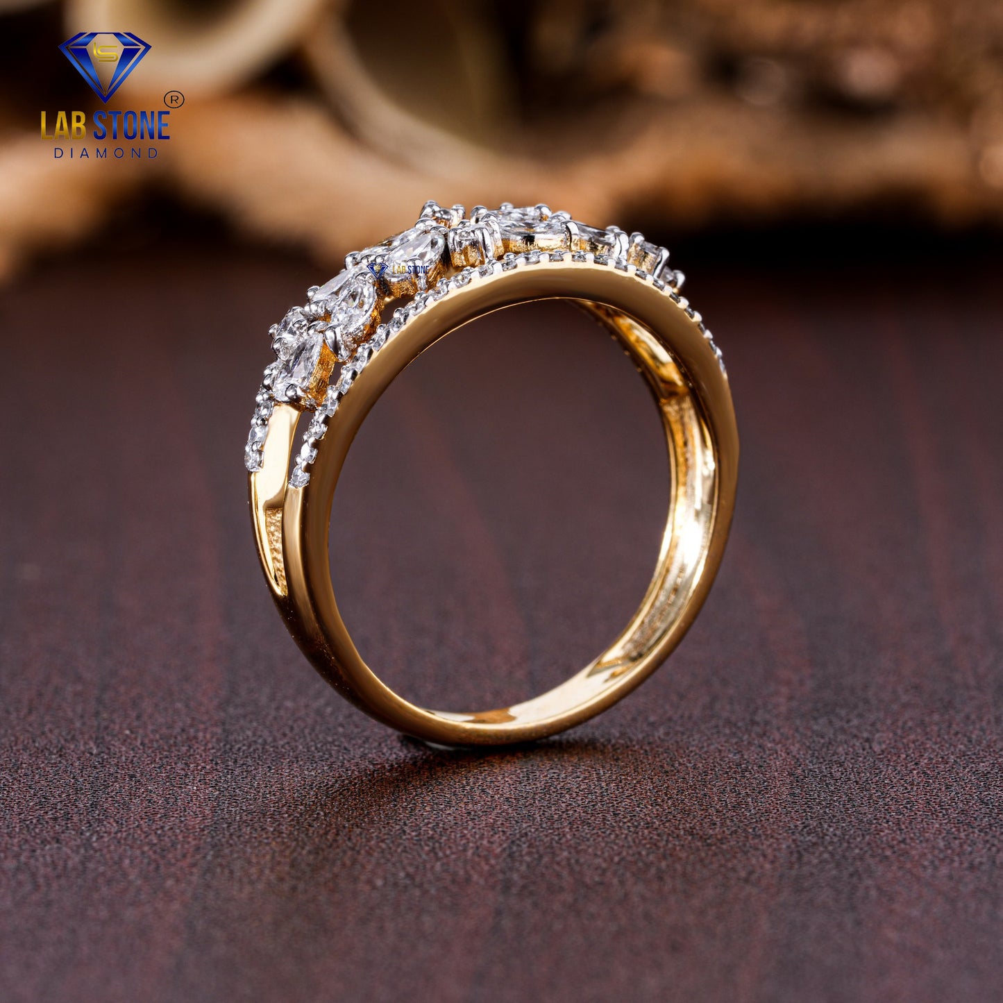 0.67 TDW Pear, Marquise & Round Cut Diamond women's Band