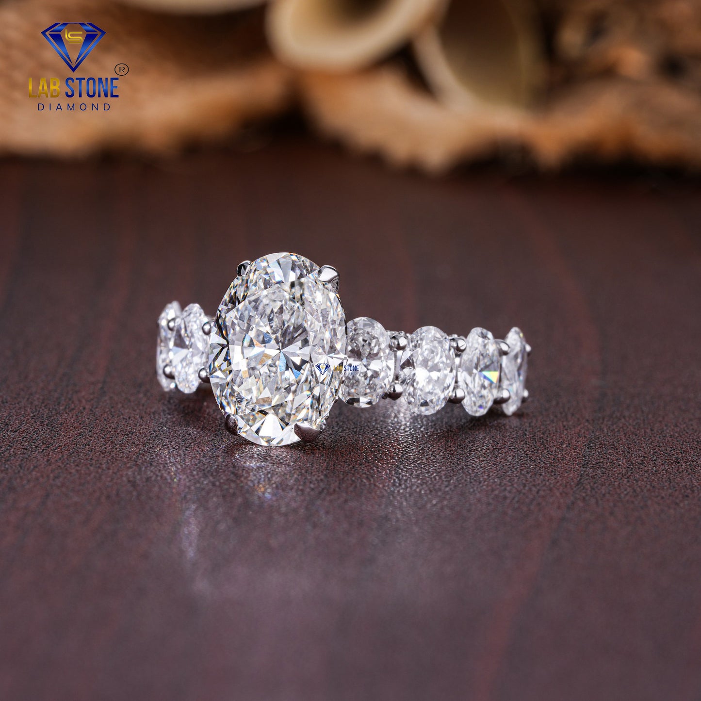 6.79 TDW Oval & Round Cut Diamond Hidden-Halo Women's Ring