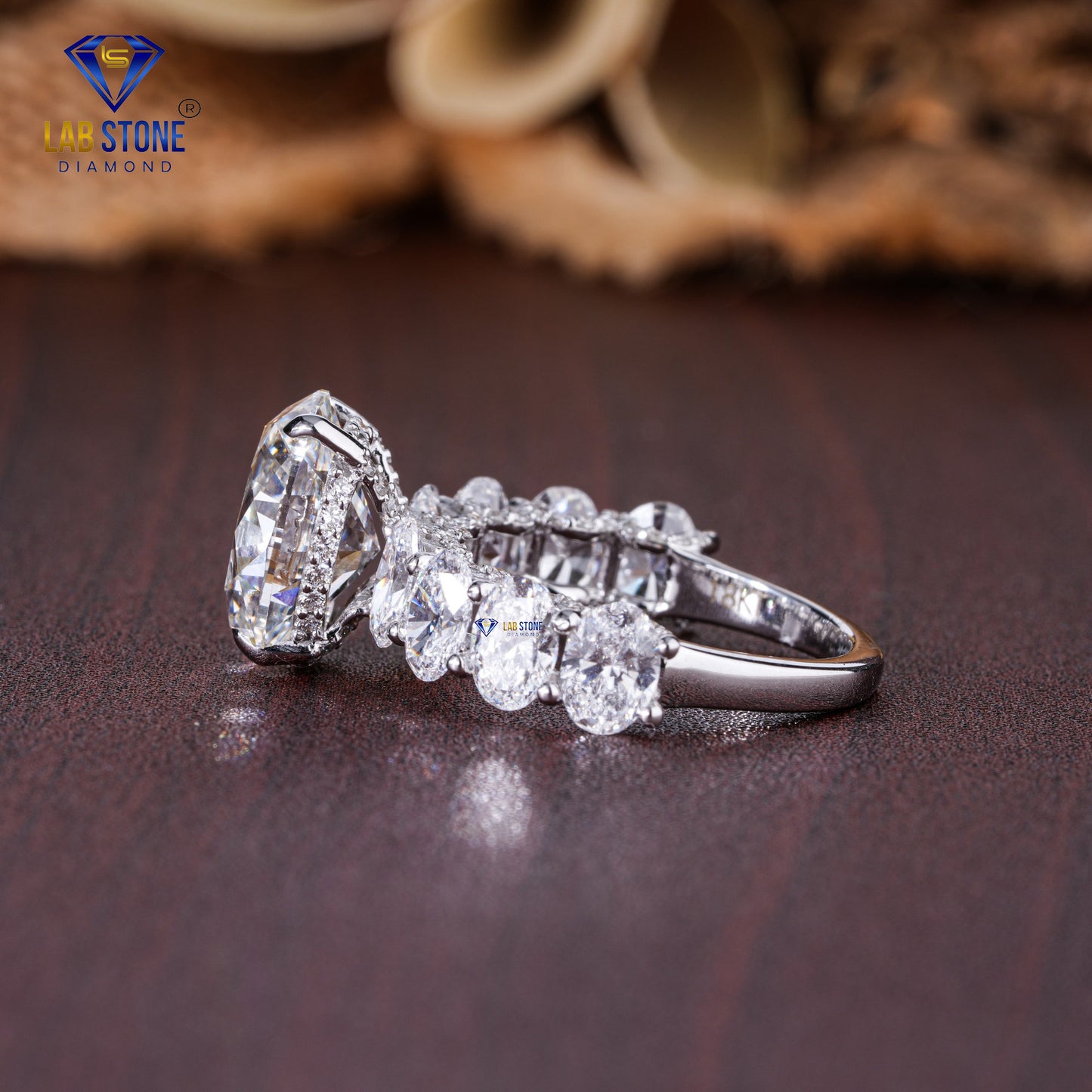 6.79 TDW Oval & Round Cut Diamond Hidden-Halo Women's Ring