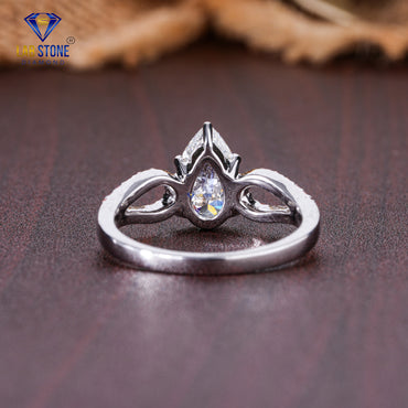 1.77 TDW Pear & Pink Round Cut Diamond Women's Engagement Ring