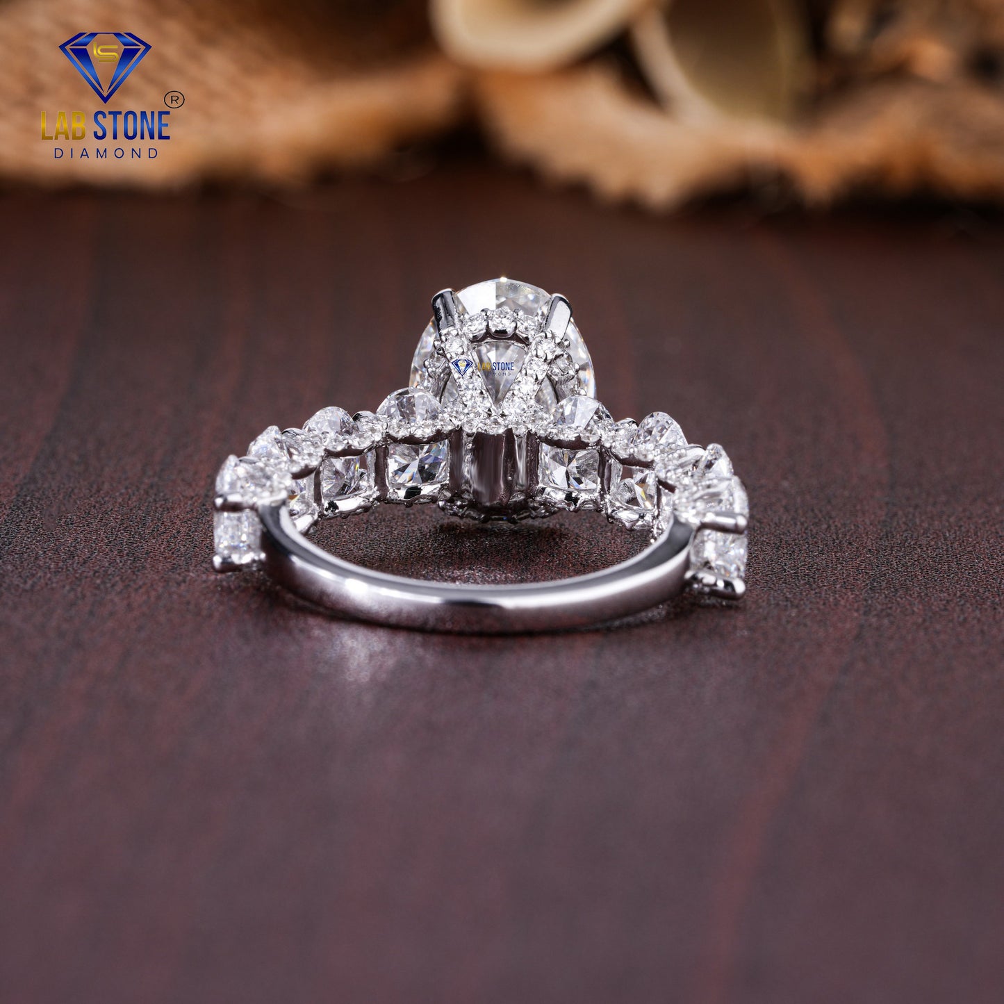 6.79 TDW Oval & Round Cut Diamond Hidden-Halo Women's Ring