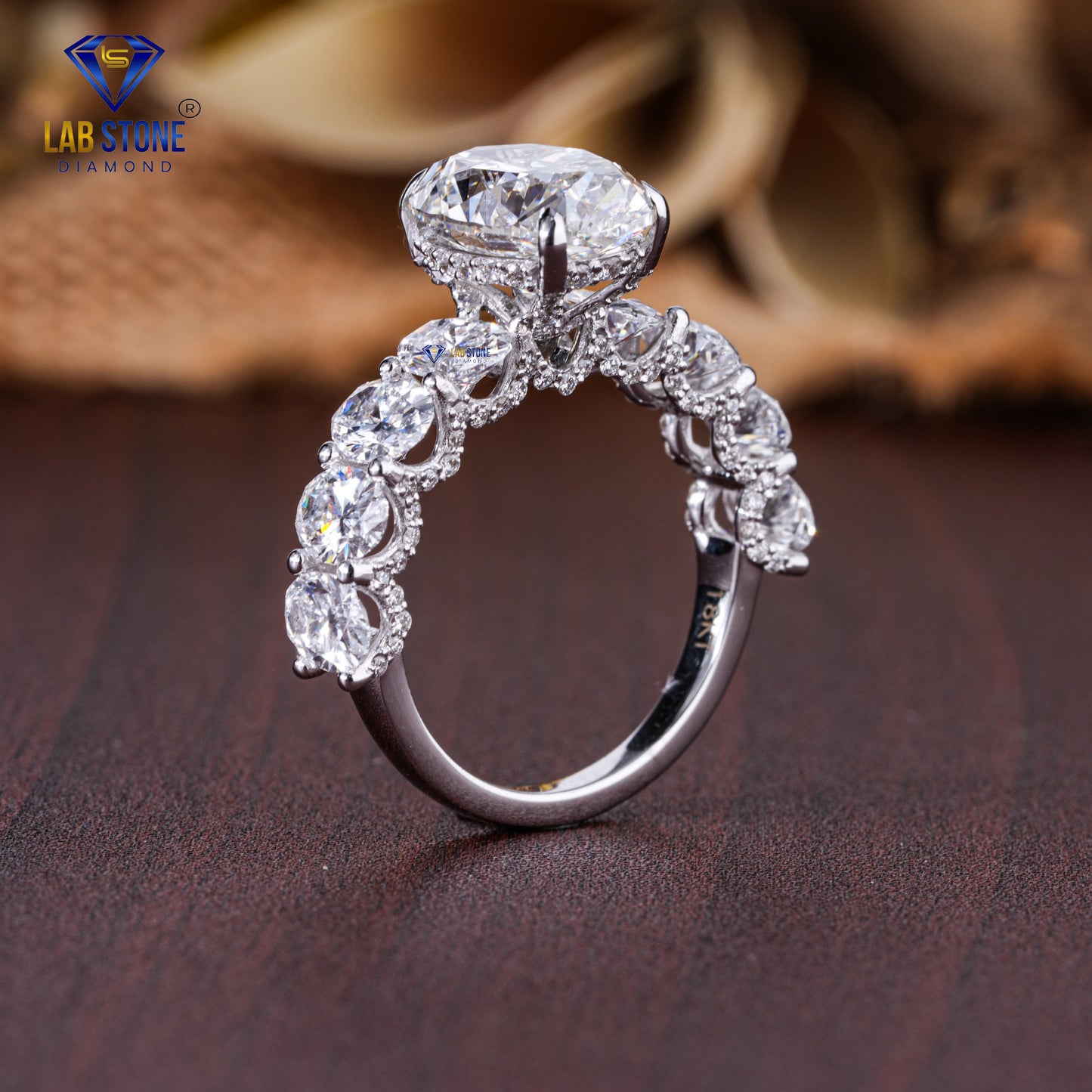 6.79 TDW Oval & Round Cut Diamond Hidden-Halo Women's Ring