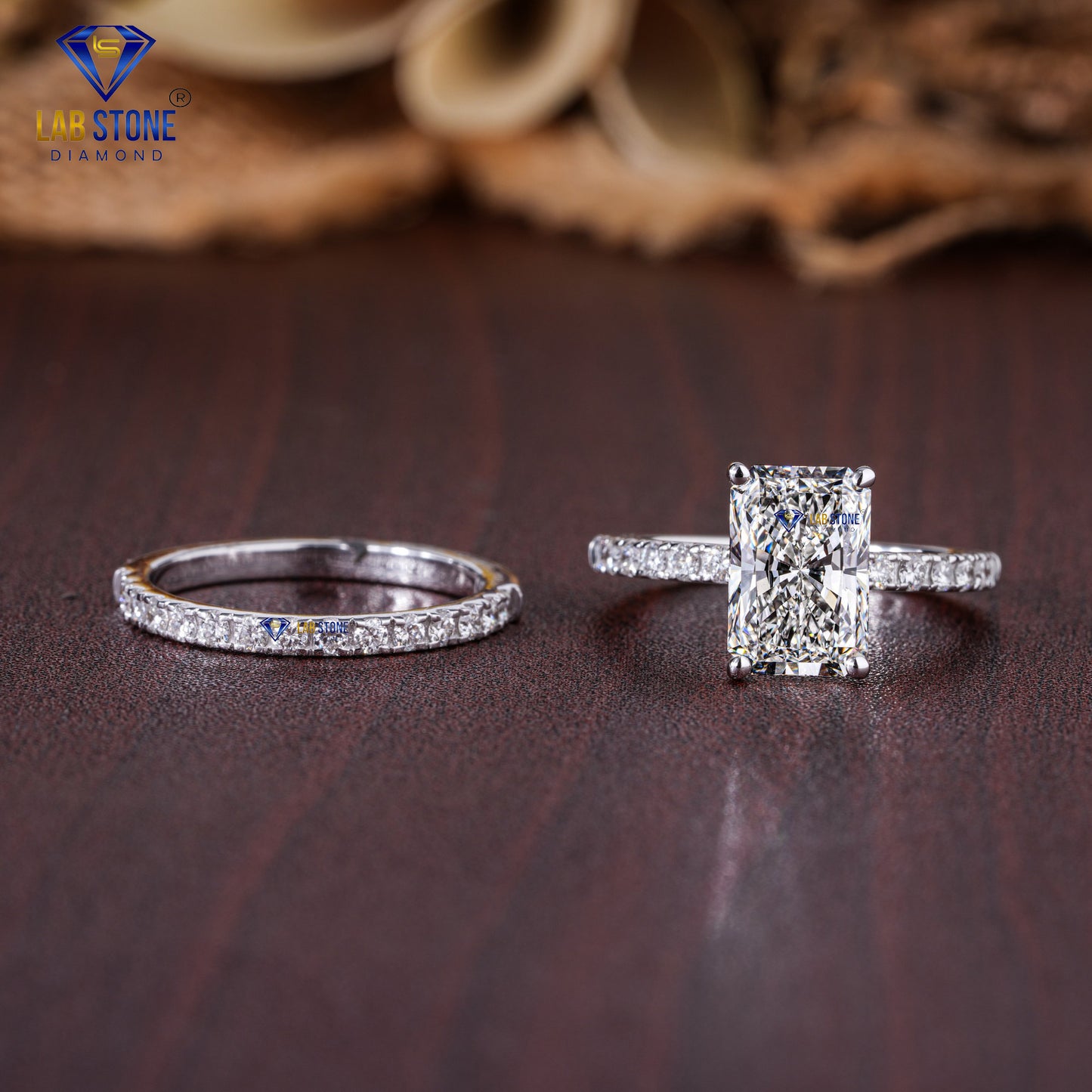 2.83 TDW Radiant & Round Cut Diamond Women's Ring with Band