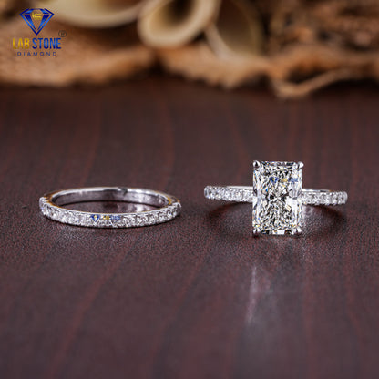 2.83 TDW Radiant & Round Cut Diamond Women's Ring with Band