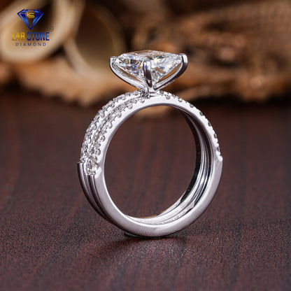 2.83 TDW Radiant & Round Cut Diamond Women's Ring with Band