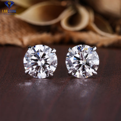 8.02 TDW Round Cut Diamond Stud Earrings