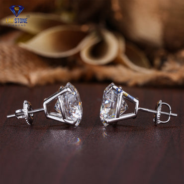 8.02 TDW Round Cut Diamond Stud Earrings