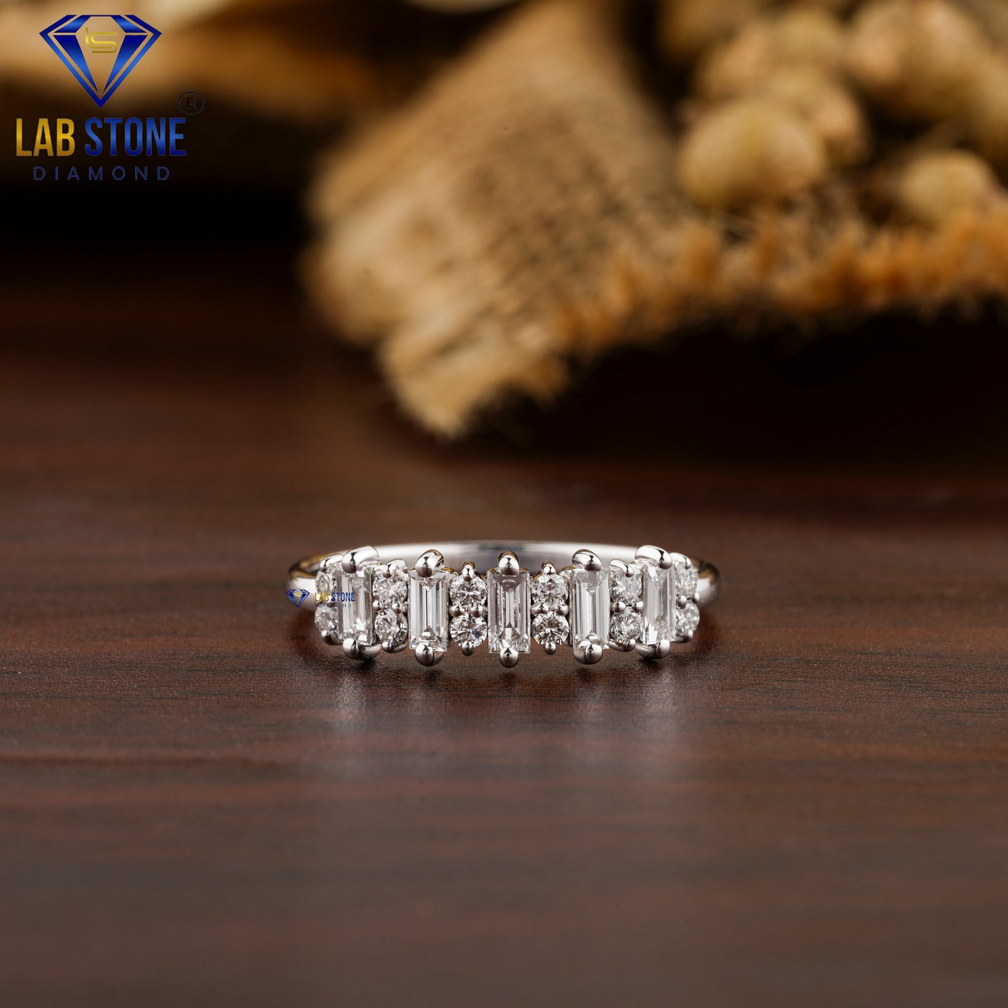 0.55 TDW Baguette & Round Cut Women’s Diamond Band Ring