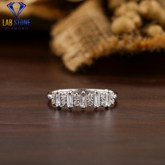 0.55 TDW Baguette & Round Cut Women’s Diamond Band Ring