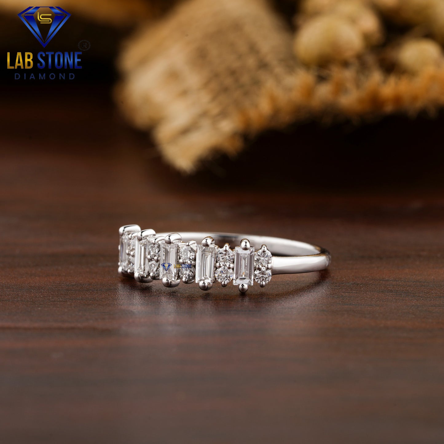 0.55 TDW Baguette & Round Cut Women’s Diamond Band Ring