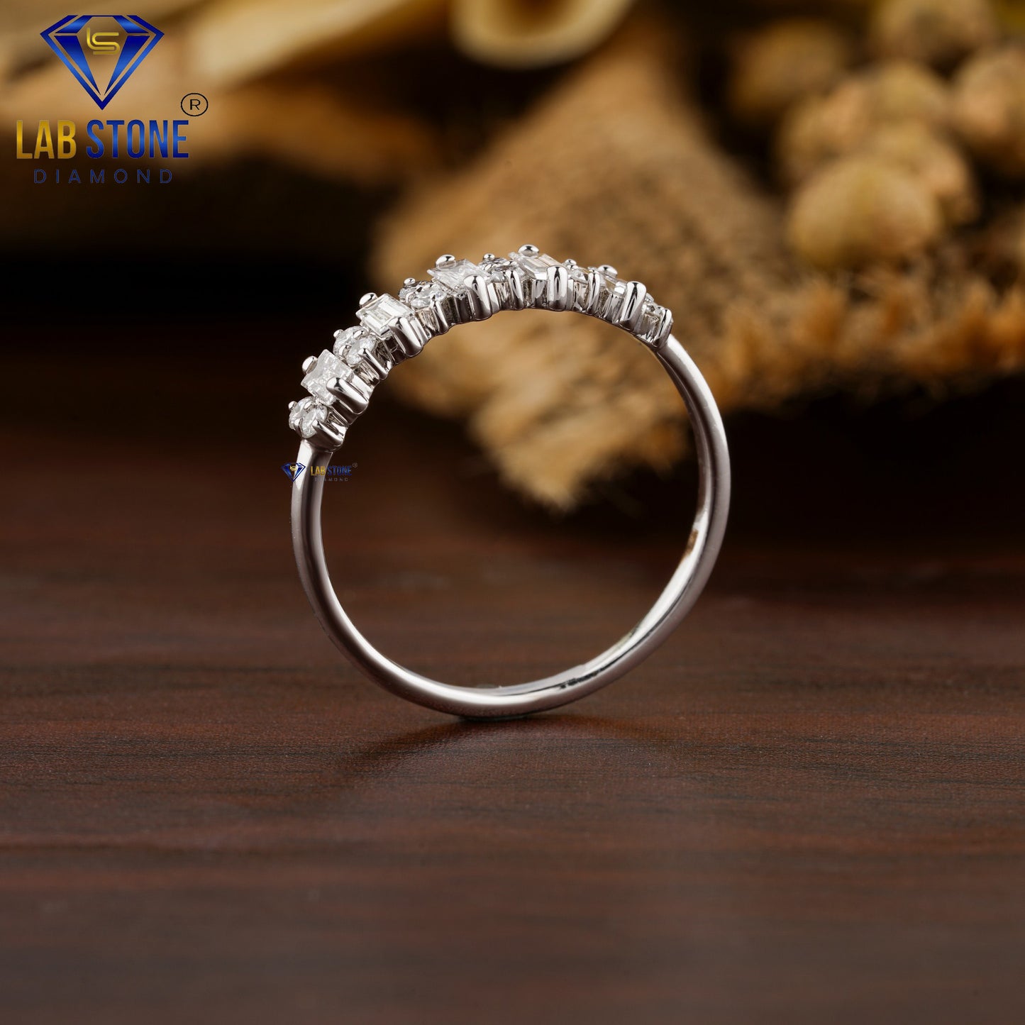 0.55 TDW Baguette & Round Cut Women’s Diamond Band Ring