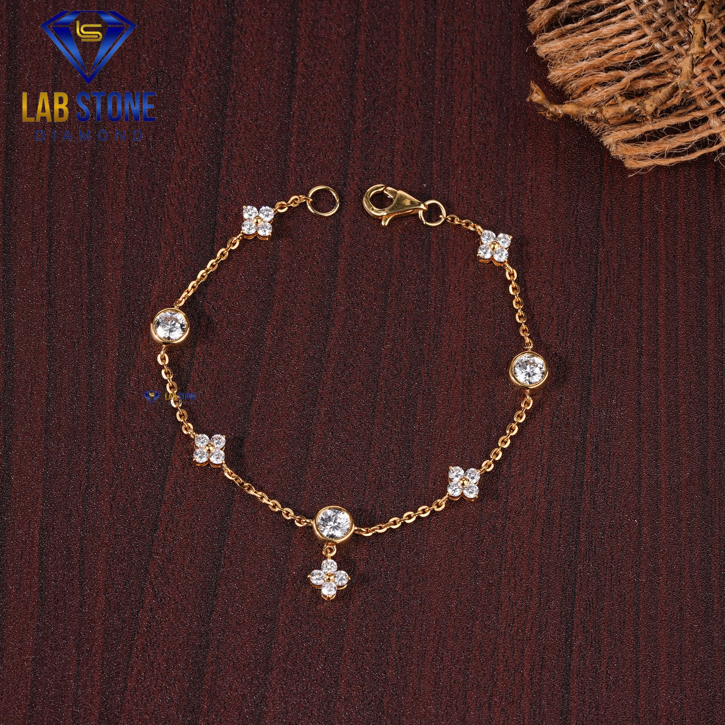 1.69 TDW Round Diamond Charm Bracelet