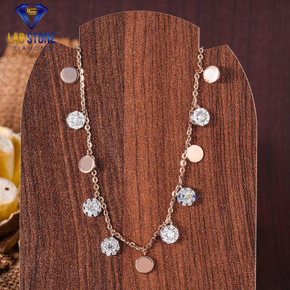 1.482 TDW Round Cut Diamond Charm Necklace