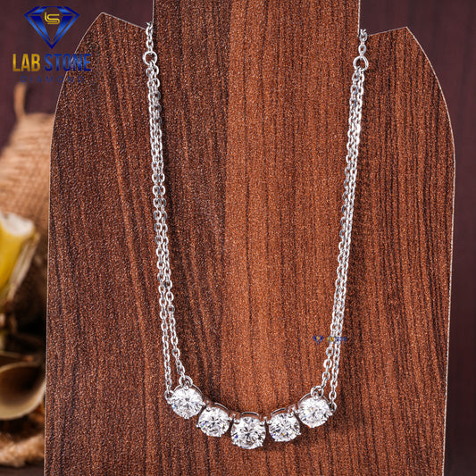 3.80 TDW Round Cut Diamond Charm Necklace