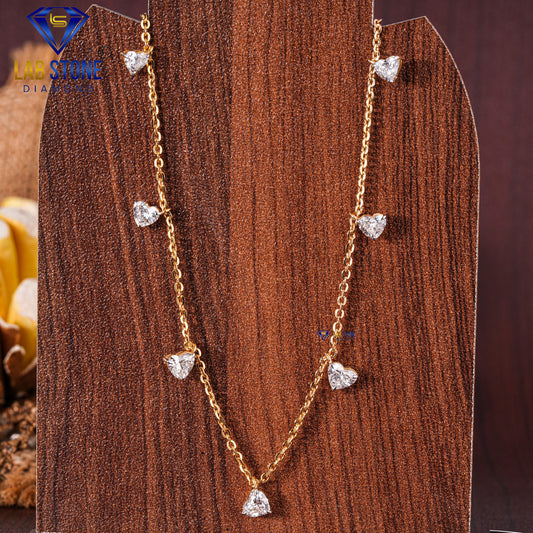3.37 TDW Heart Cut Diamond Charm Necklace