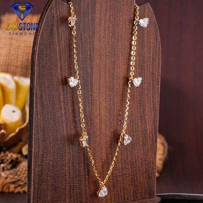 3.37 TDW Heart Cut Diamond Charm Necklace
