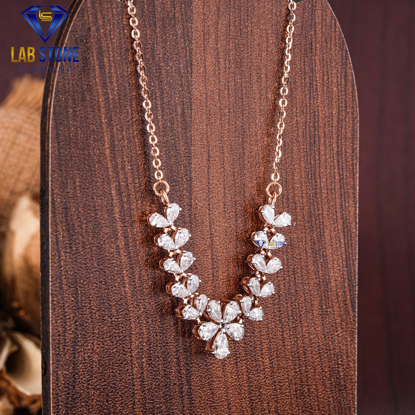 6.52 TDW Pear Cut Diamond Women’s Charm Necklace