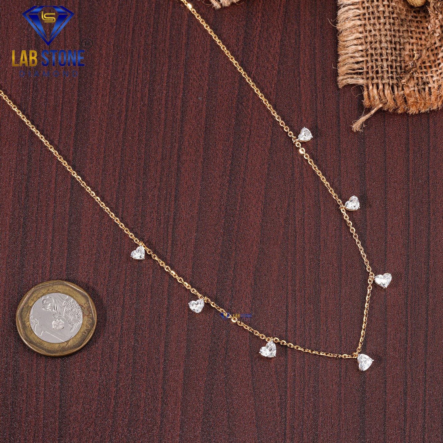 3.37 TDW Heart Cut Diamond Charm Necklace