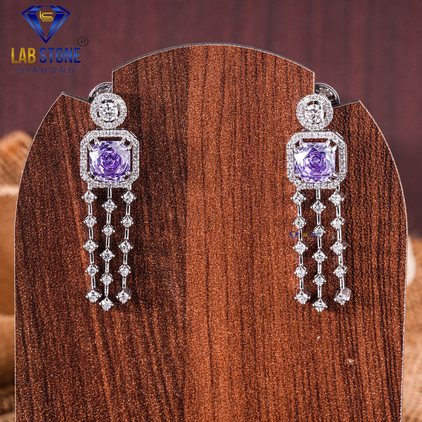 7.513 TDW Round Cut Diamond & Amethyest Gemstone Charm Necklace