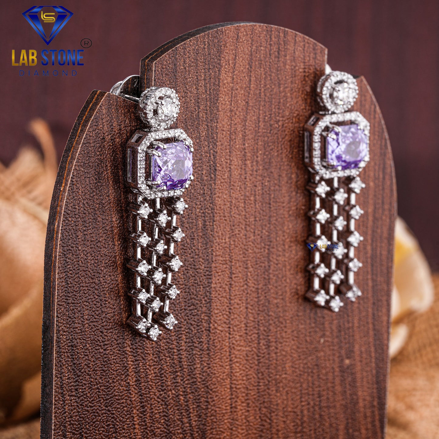 7.513 TDW Round Cut Diamond & Amethyest Gemstone Charm Necklace