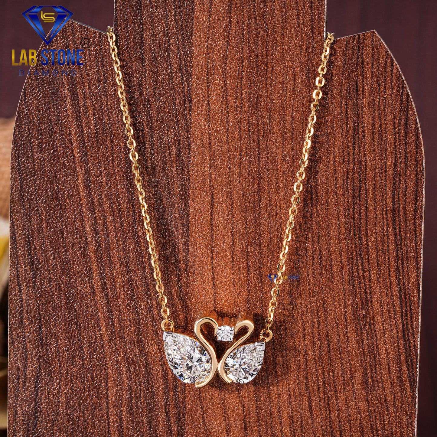 3.98 TDW Pear & Round Cut Diamond Custom Pendant