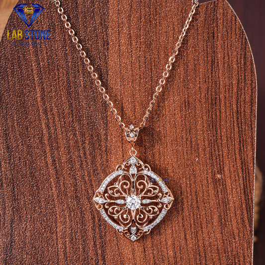 0.468 TDW Round Cut Diamond Custom Pendant with Chain