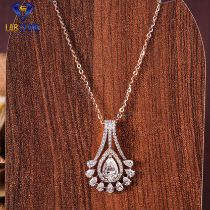 3.07 TDW Pear & Round Cut Diamond Custom Pendant