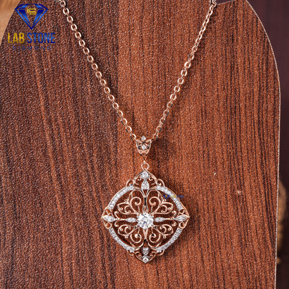 0.46 TDW Round Cut Diamond Custom Pendant