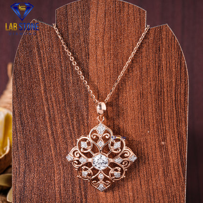 1.353 TDW Round Cut Diamond Custom Pendant with Chain