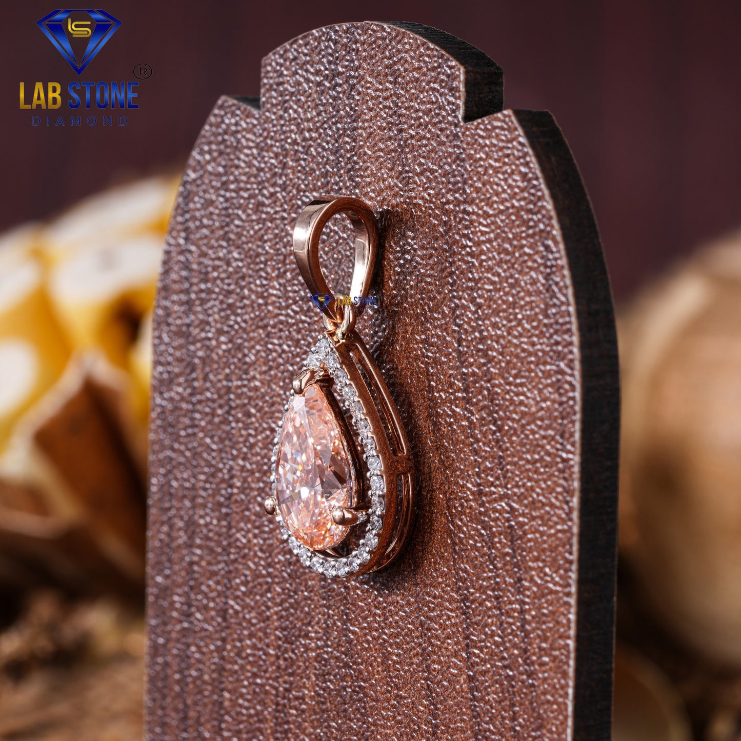 2.54 TDW Round & Fancy Pink Pear Cut Diamond Custom Pendant