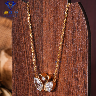 3.98 TDW Pear & Round Cut Diamond Custom Pendant