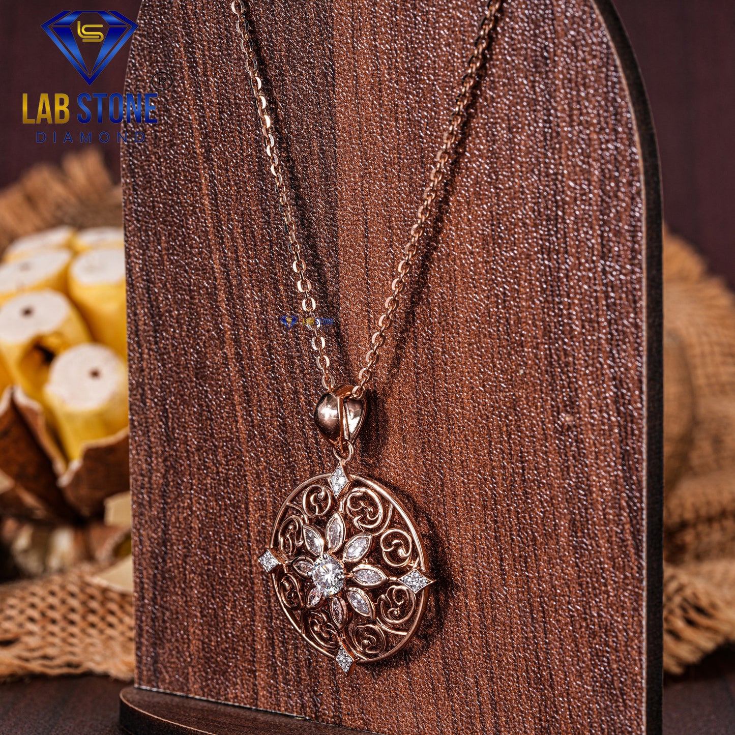 1.23 TDW Round & Marquise Cut Diamond Women’s Custom Pendant