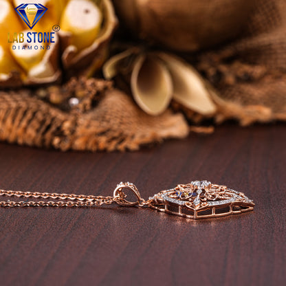 0.468 TDW Round Cut Diamond Custom Pendant with Chain