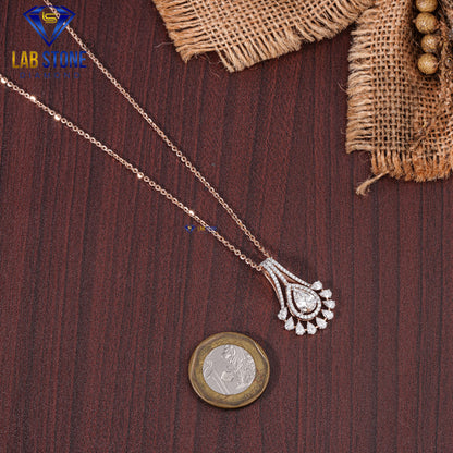 3.07 TDW Pear & Round Cut Diamond Custom Pendant