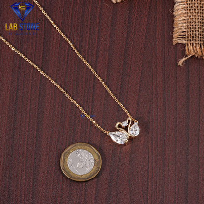 3.98 TDW Pear & Round Cut Diamond Custom Pendant