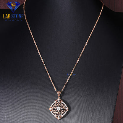 0.468 TDW Round Cut Diamond Custom Pendant with Chain