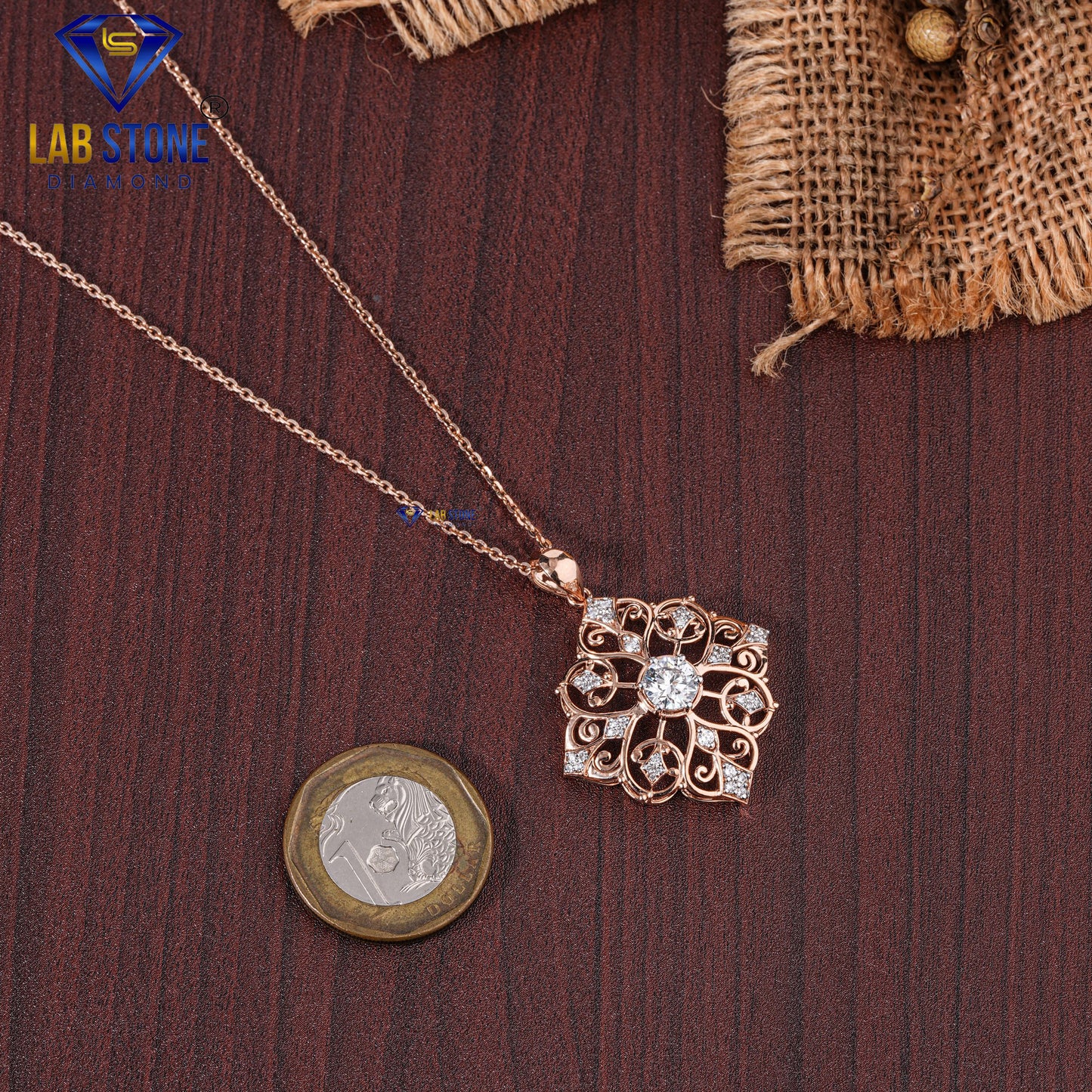 1.353 TDW Round Cut Diamond Custom Pendant with Chain