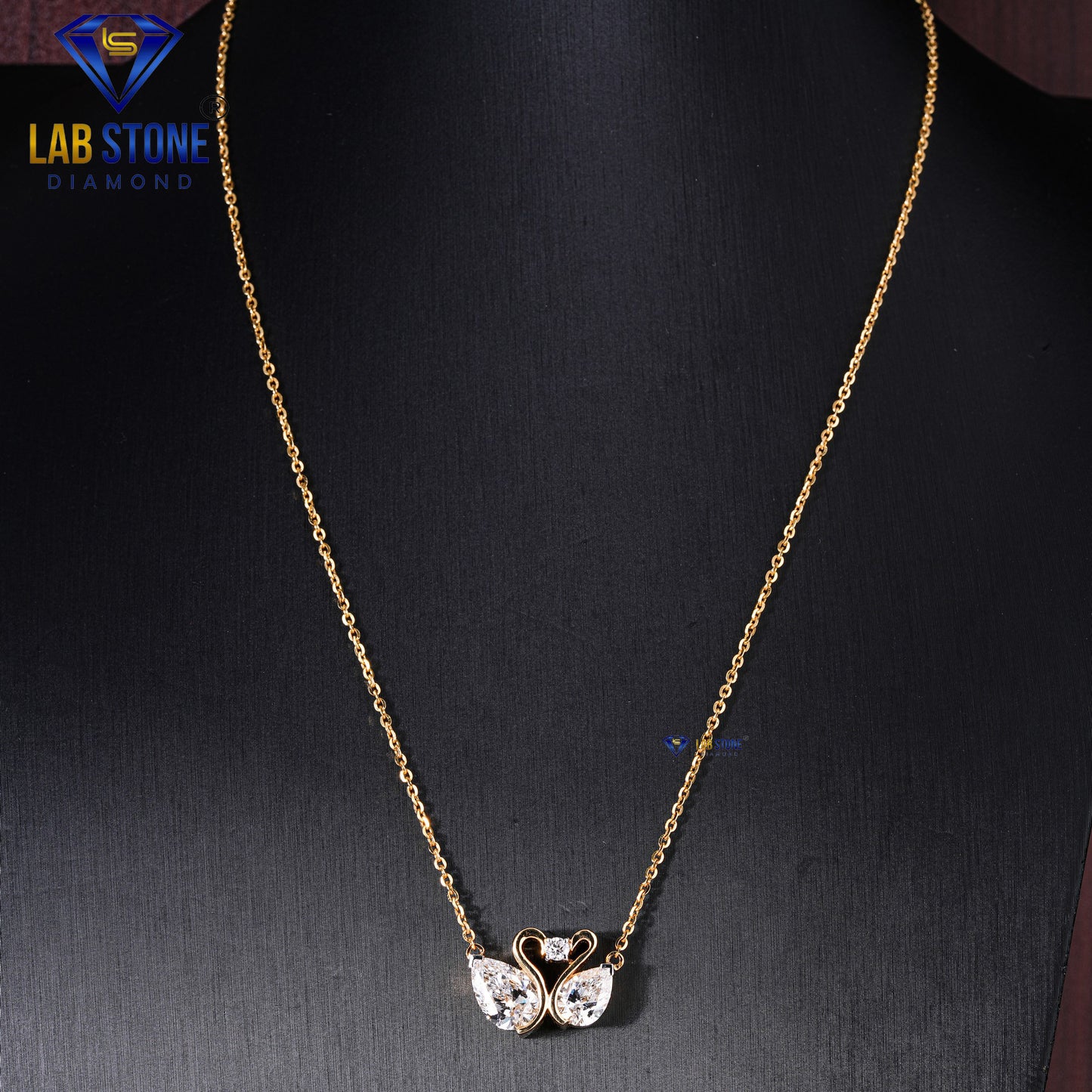 3.98 TDW Pear & Round Cut Diamond Custom Pendant