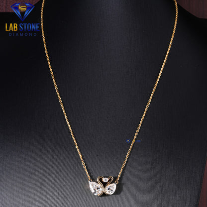 3.98 TDW Pear & Round Cut Diamond Custom Pendant